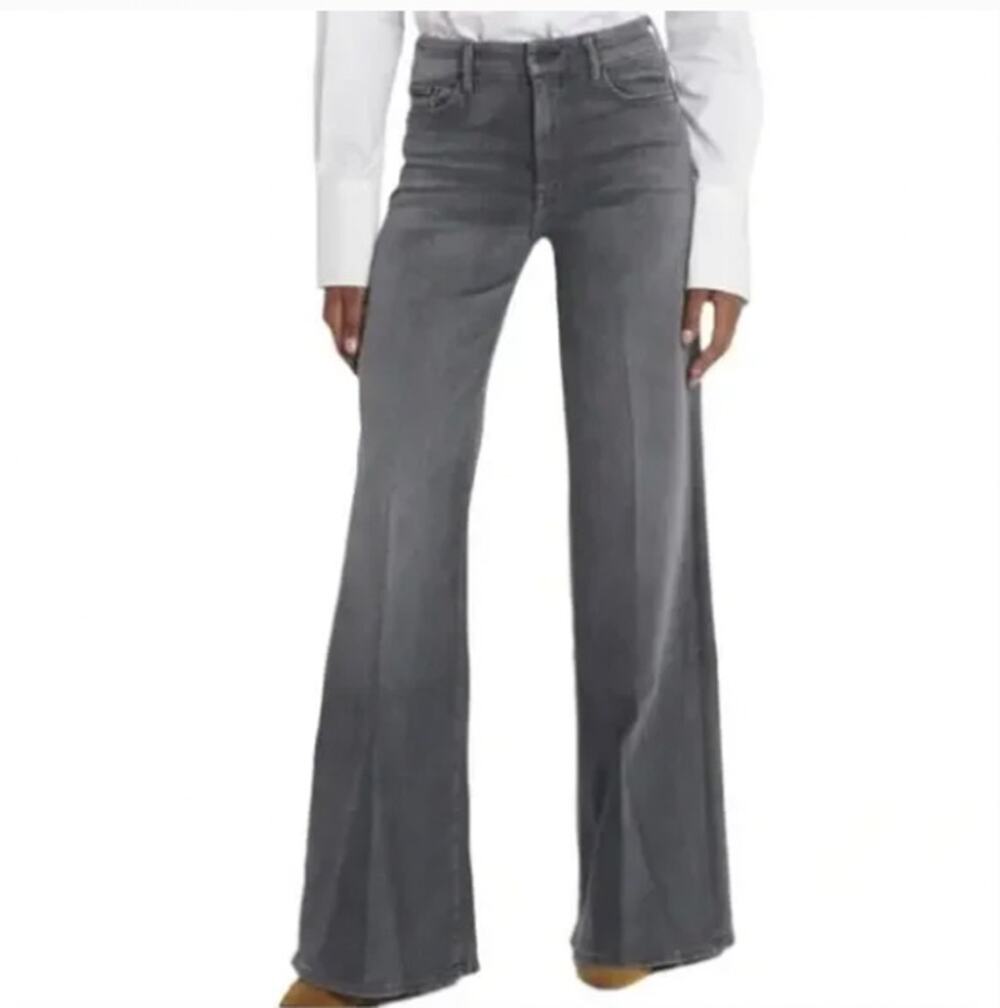 Mother The Roller Heel Flared Wide Leg Jeans X Marks The Spot Gray USA Size 32